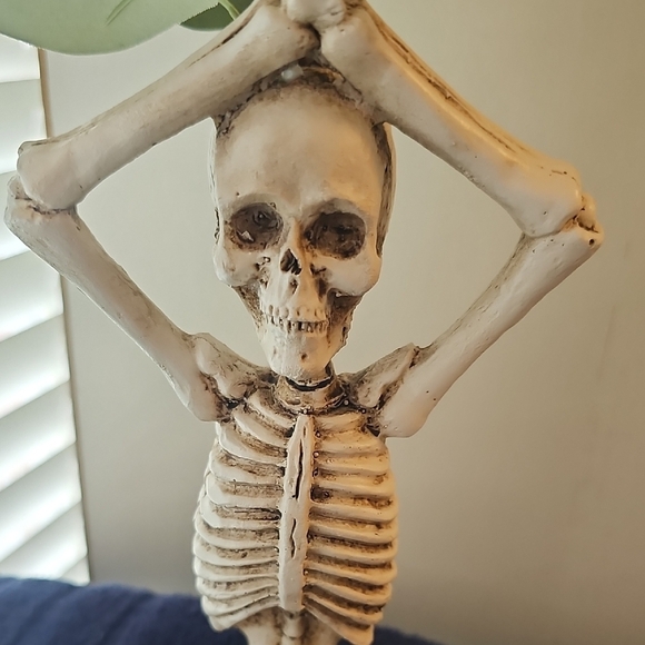 New Two 12" Ceramic Yoga Skeletons with Greenery  Halloween Decor Holiday - Picture 4 of 16